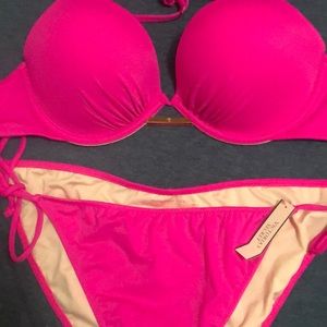 Vs hot pink push-up bikini top and bottom 36B/L